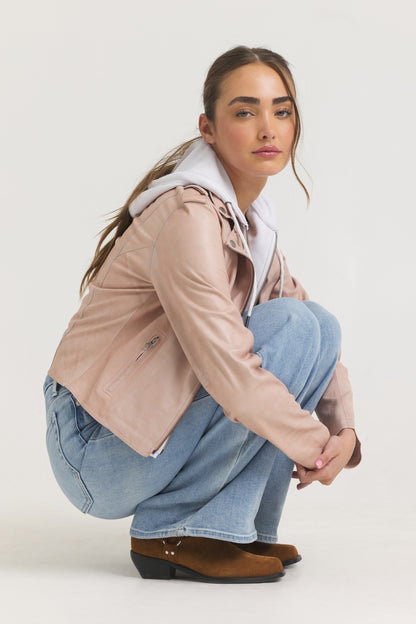 Molly Burnished Leather Jacket Petal