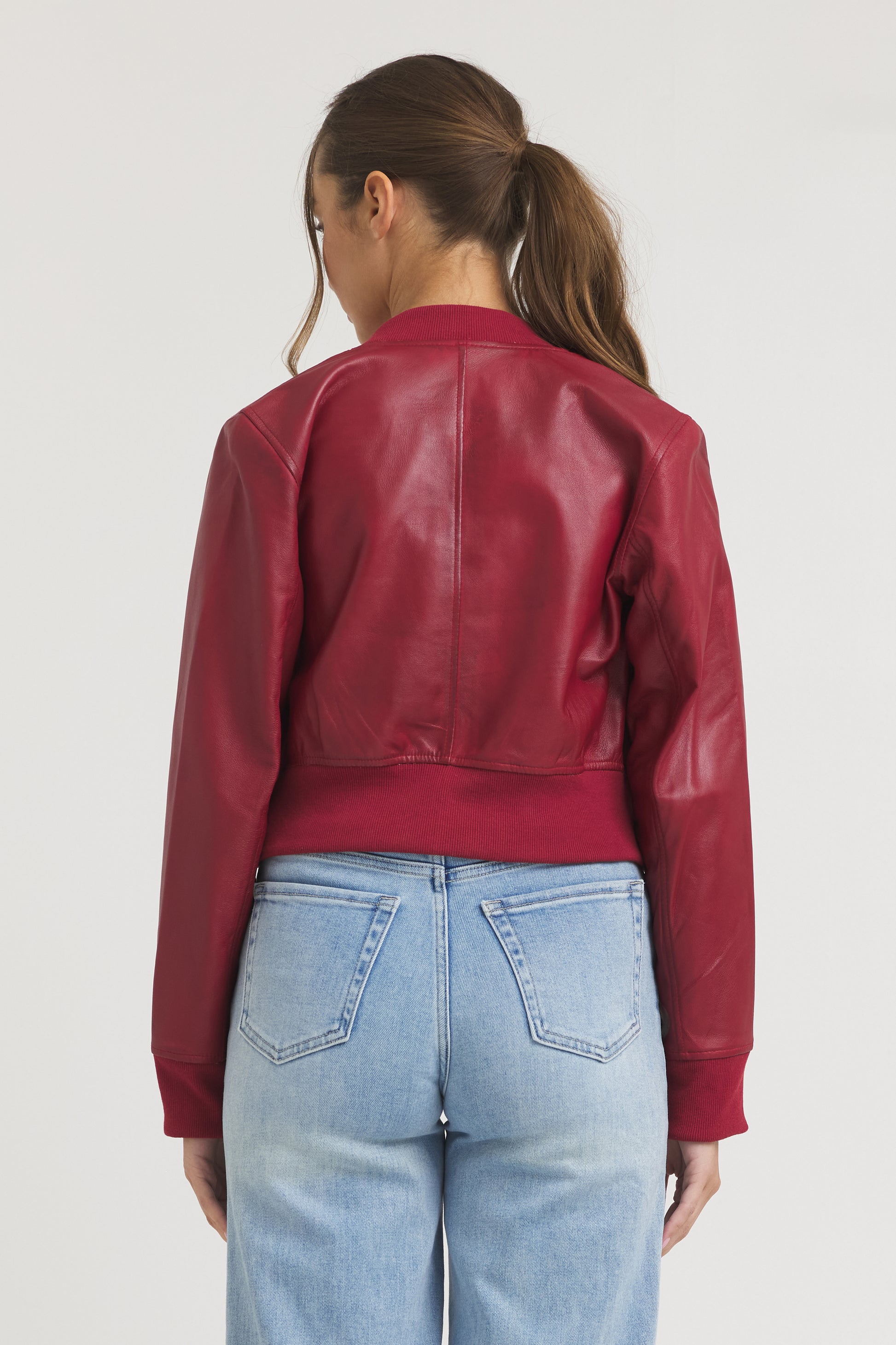 Collins Stonewashed Leather Jacket Red