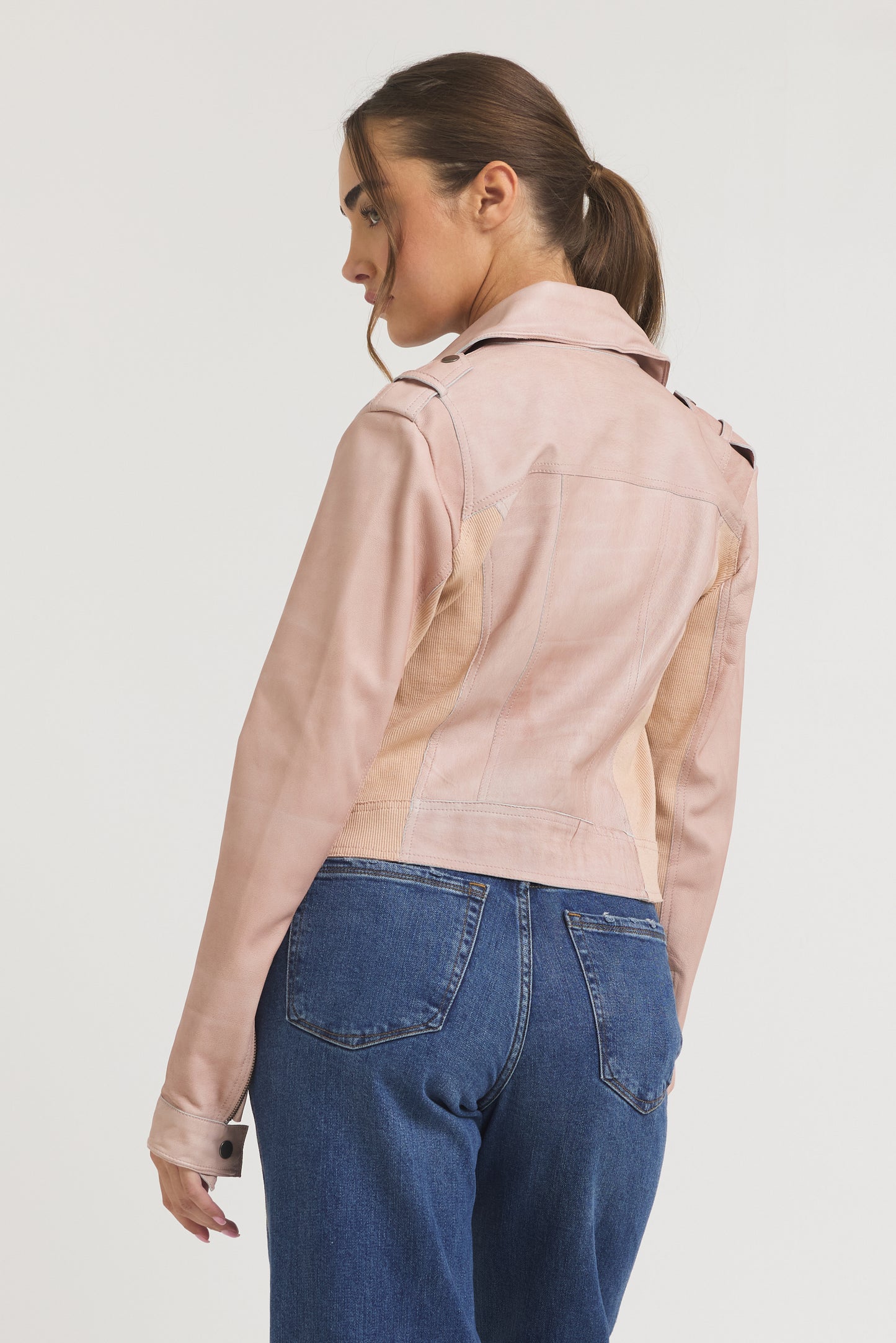 Piper Patina Leather Jacket Pink