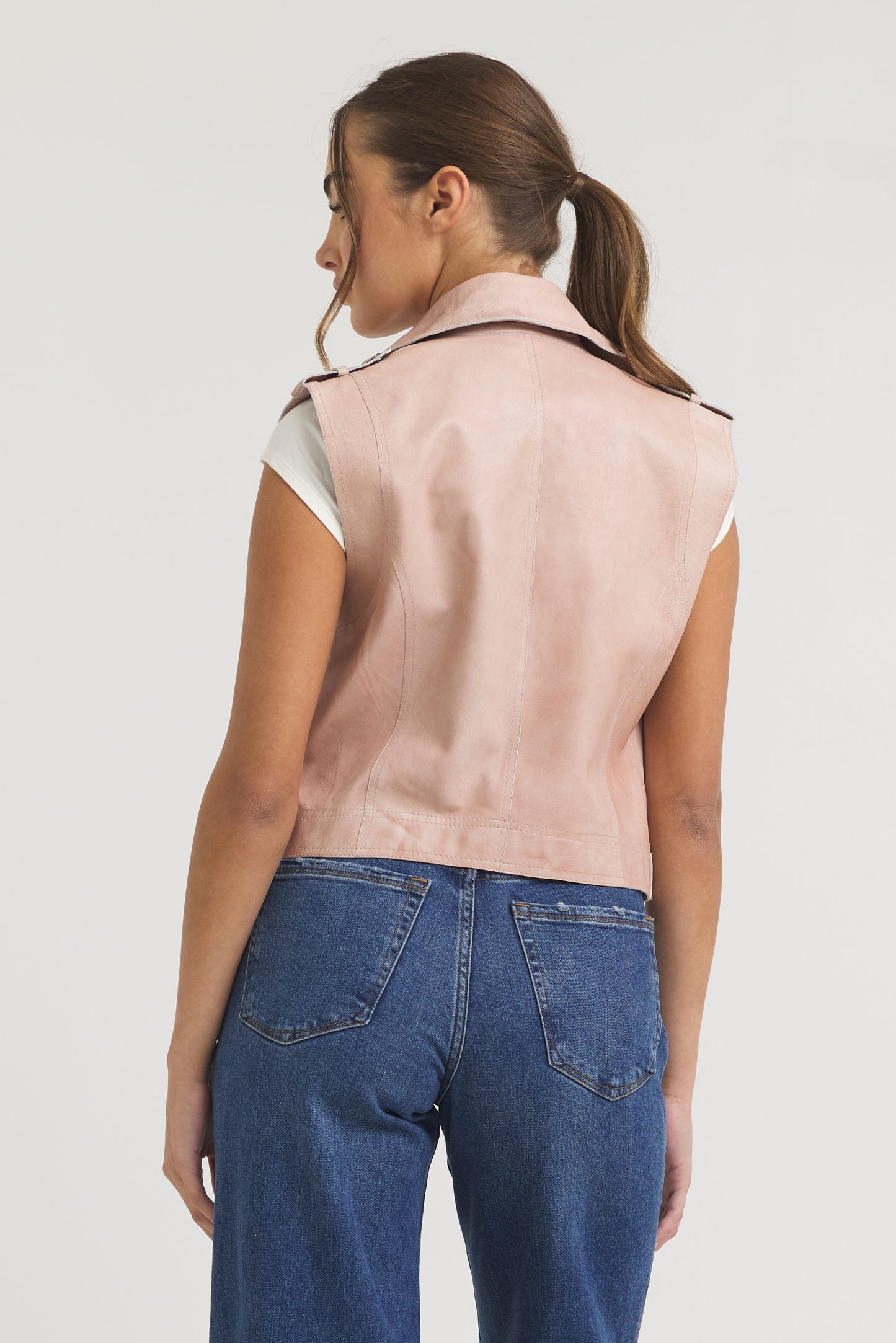 Jilli Patina Leather Vest Pink