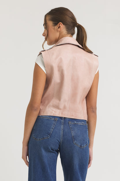 Jilli Patina Leather Vest Pink