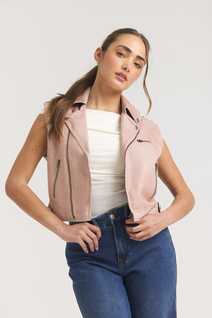 Jilli Patina Leather Vest Pink