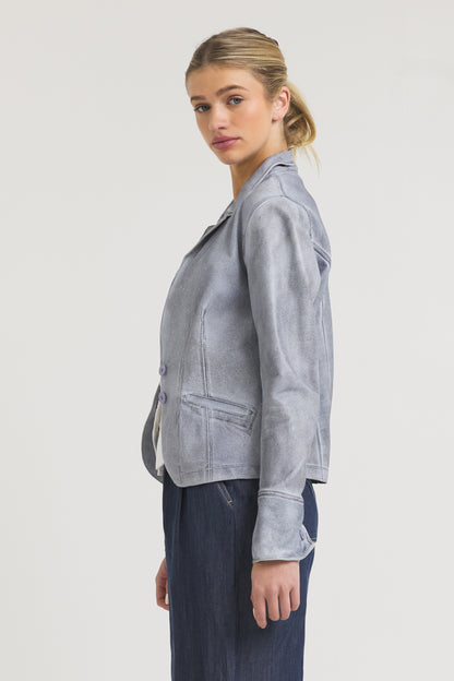 Amelia Patina Leather Jacket Blueberry
