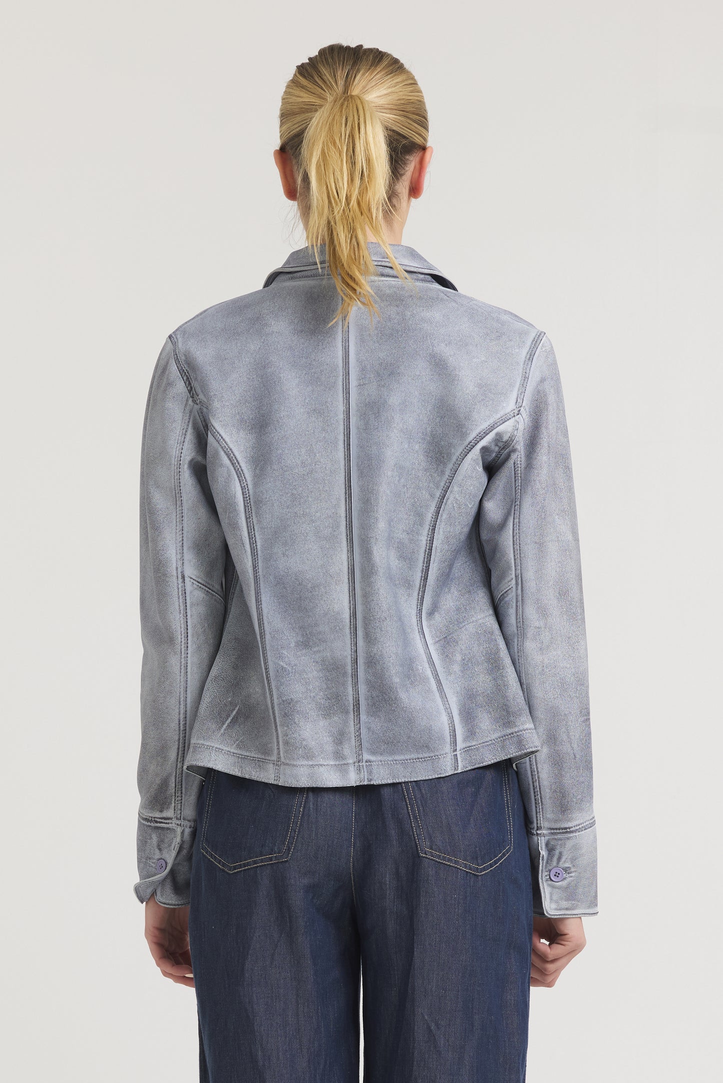 Amelia Patina Leather Jacket Blueberry