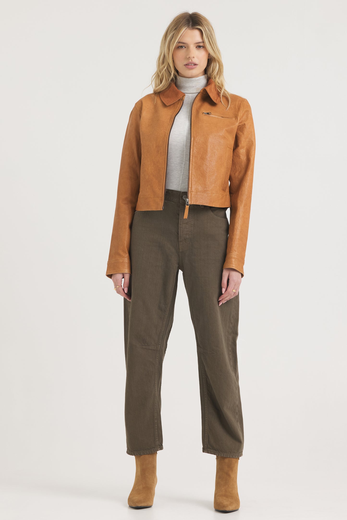 Moira Wrinkled Leather Jacket Au lait