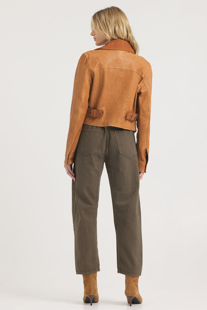 Moira Wrinkled Leather Jacket Au lait