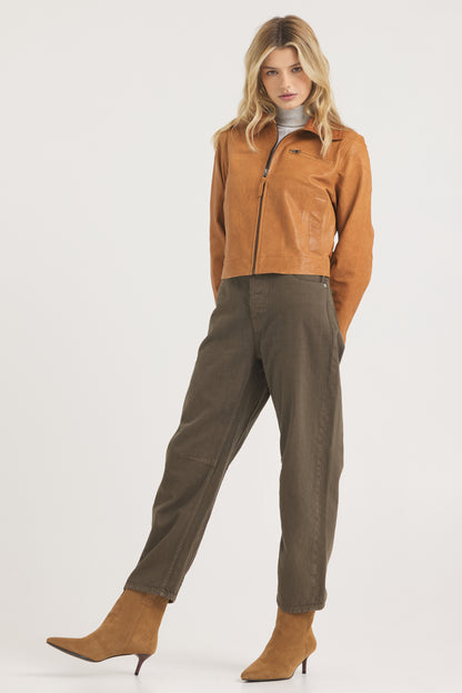 Moira Wrinkled Leather Jacket Au lait