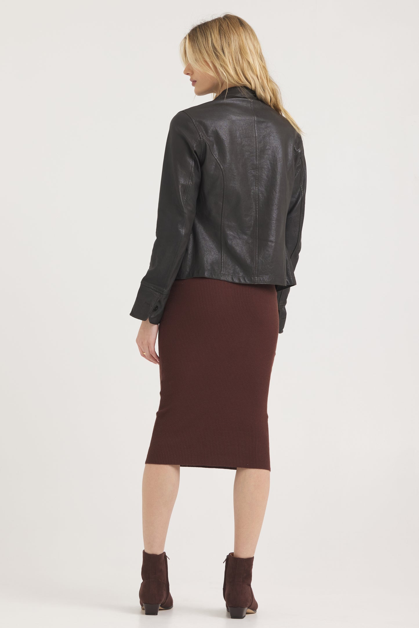 Amelia Wrinkled Leather Jacket Chocolate