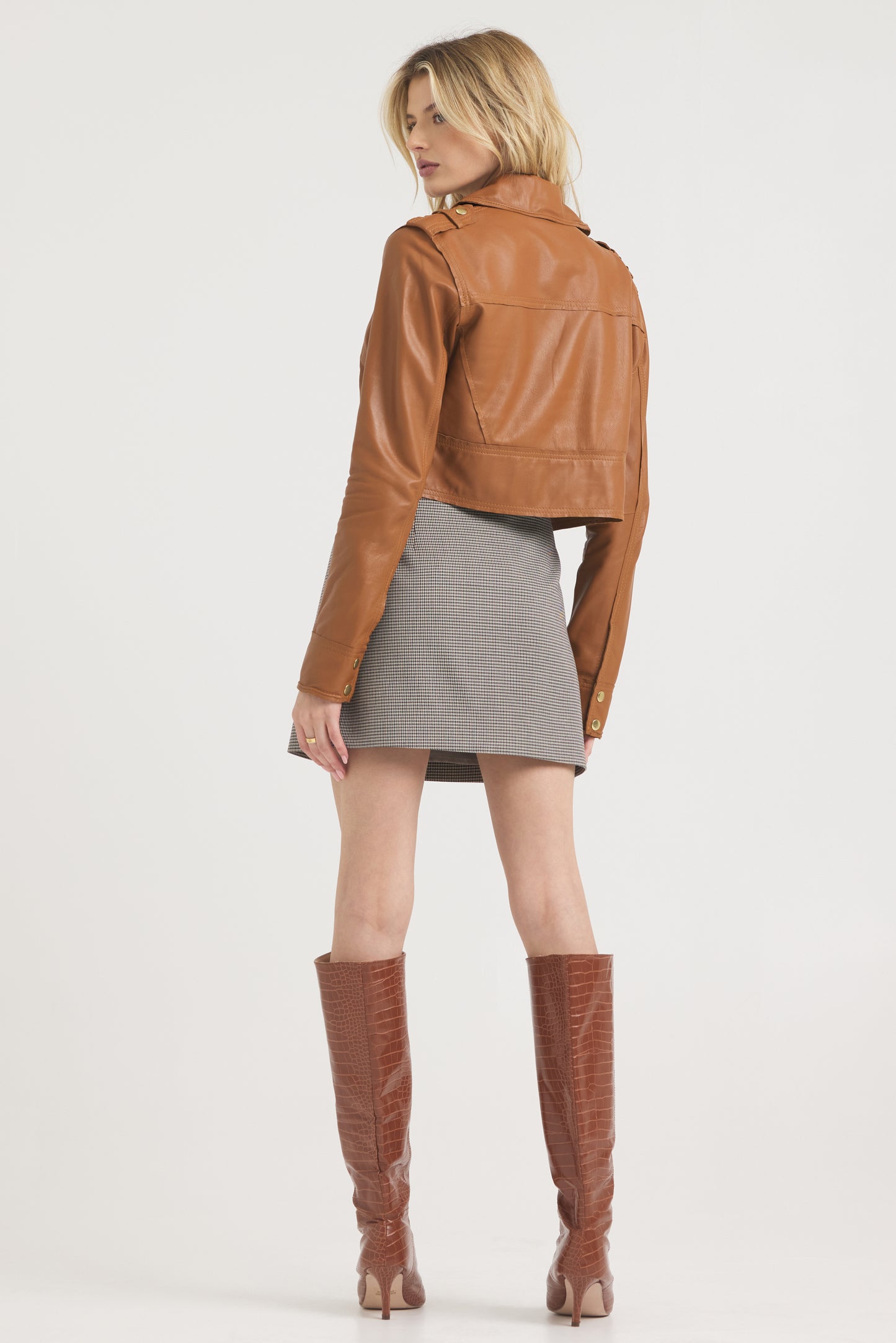 Erin Burnished Leather Jacket Caramel