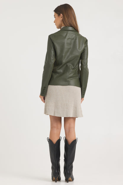 Allison Burnished Leather Jacket Thyme
