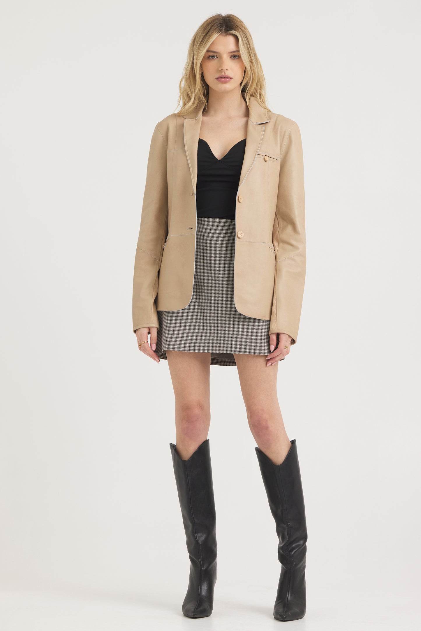 Cara Patina Leather Jacket Sand