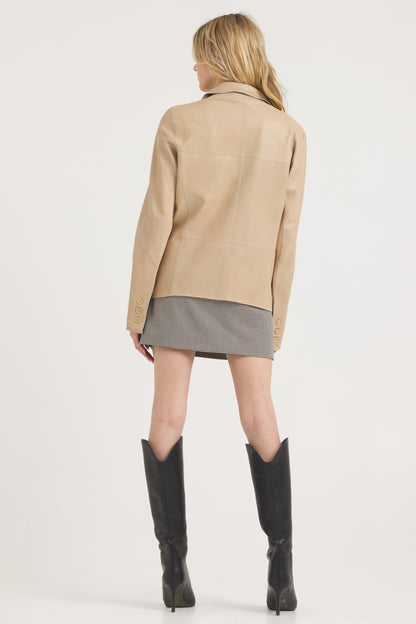 Cara Patina Leather Jacket Sand