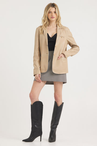 Cara Patina Leather Jacket Sand
