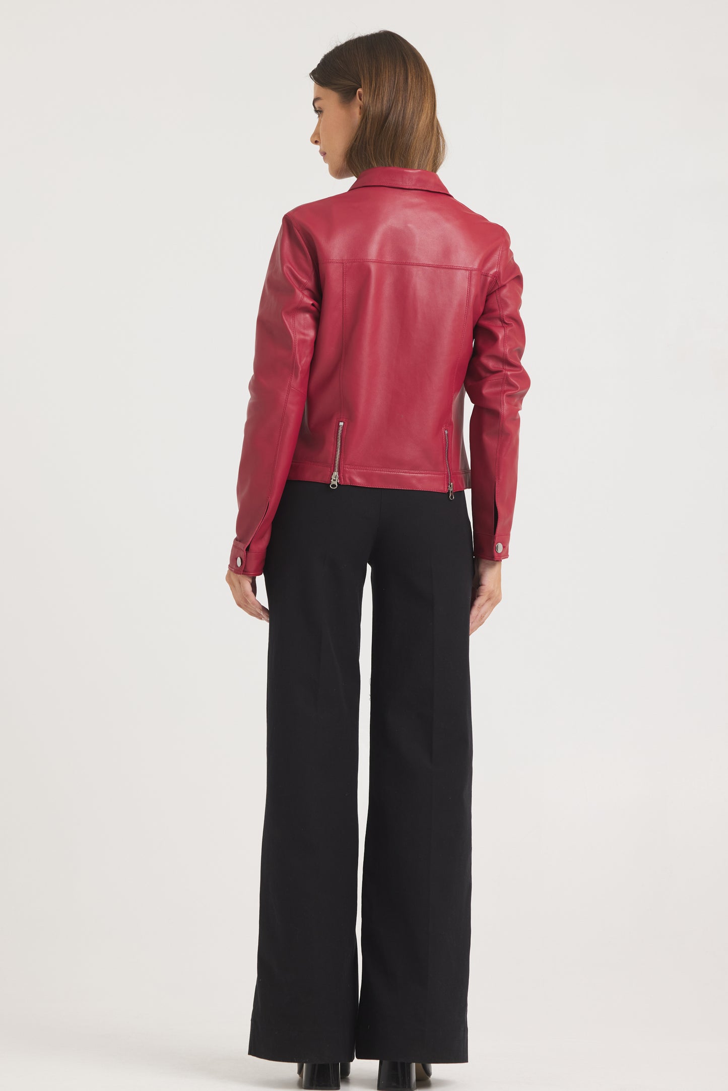 Alexa Burnished Leather Jacket Red