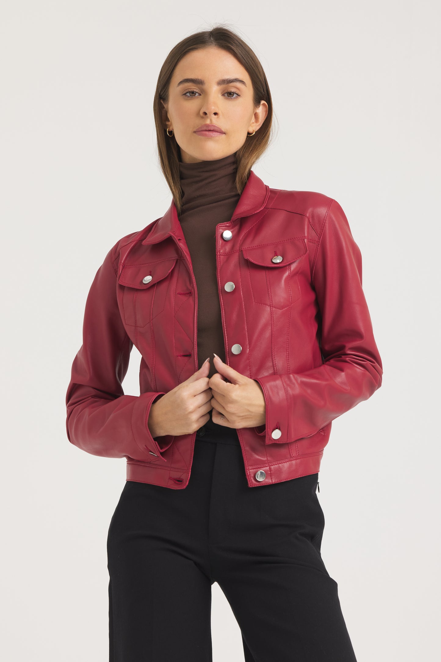 Alexa Burnished Leather Jacket Red