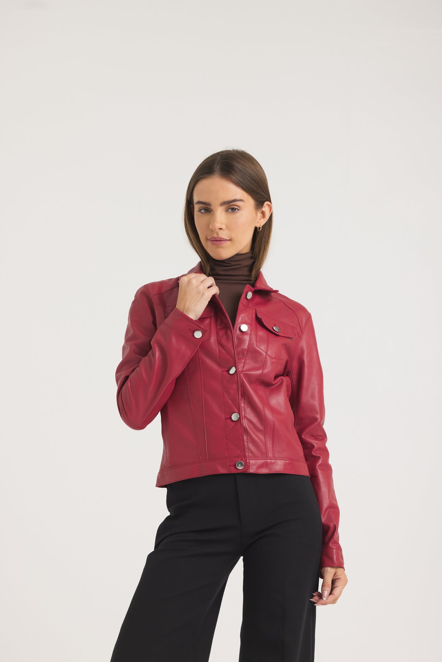 Jakett - Women's Alexa Burnished Leather Jacket Red- No Fringe Medium Jakett - Women's Alexa Burnished Leather Jacket Red- No Fringe Medium