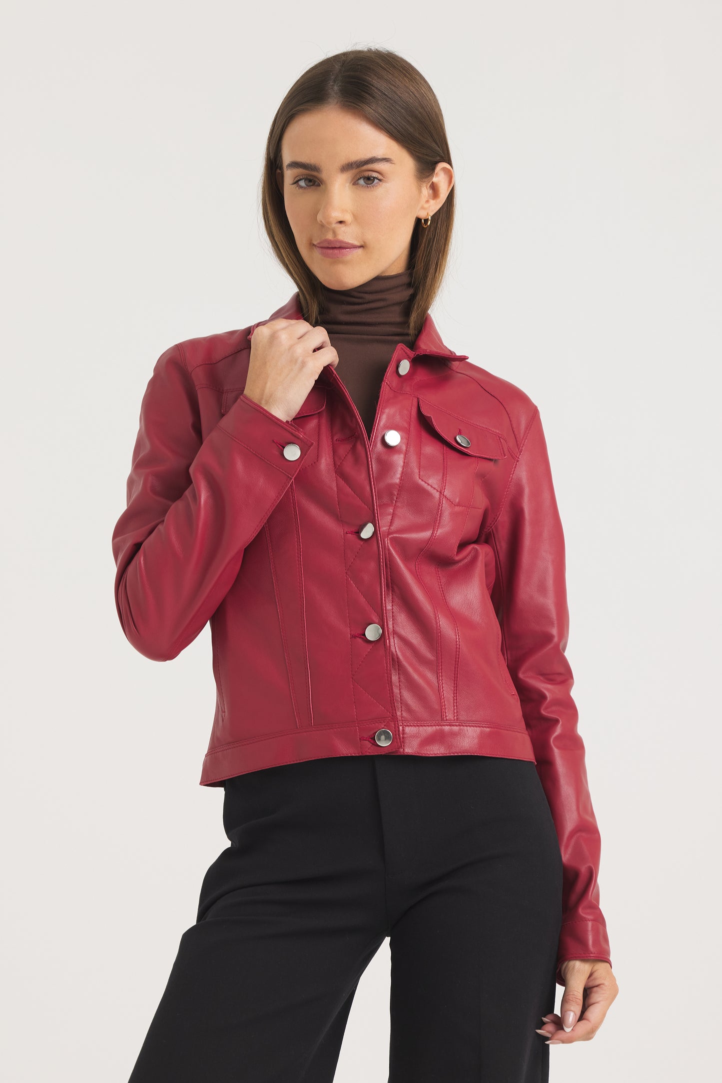 Alexa Burnished Leather Jacket Red