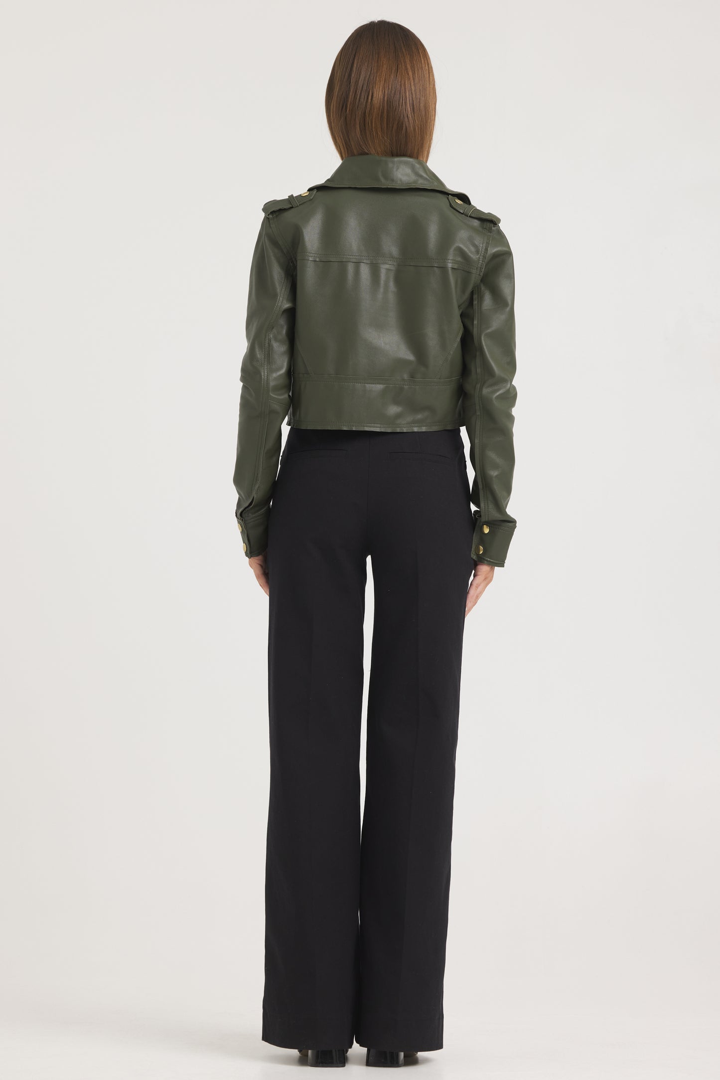 Erin Burnished Leather Jacket Thyme