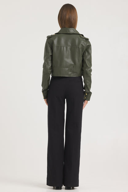 Erin Burnished Leather Jacket Thyme