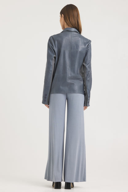 Cara Patina Leather Jacket Pewter