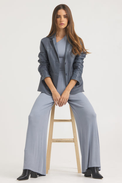 Cara Patina Leather Jacket Pewter