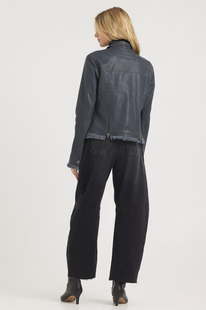 Alexa Burnished Leather Jacket Slate