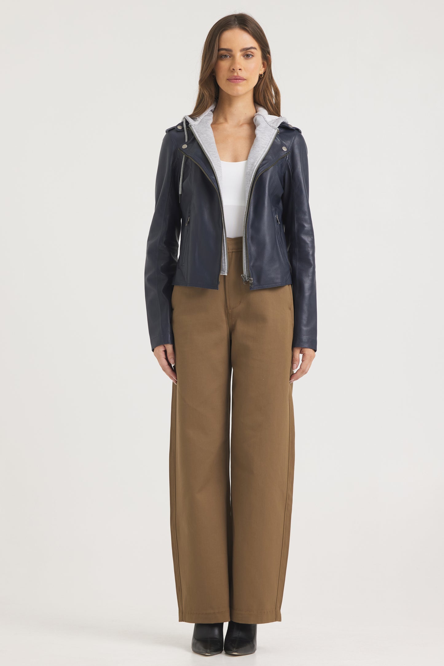 Molly Burnished Leather Jacket Indigo