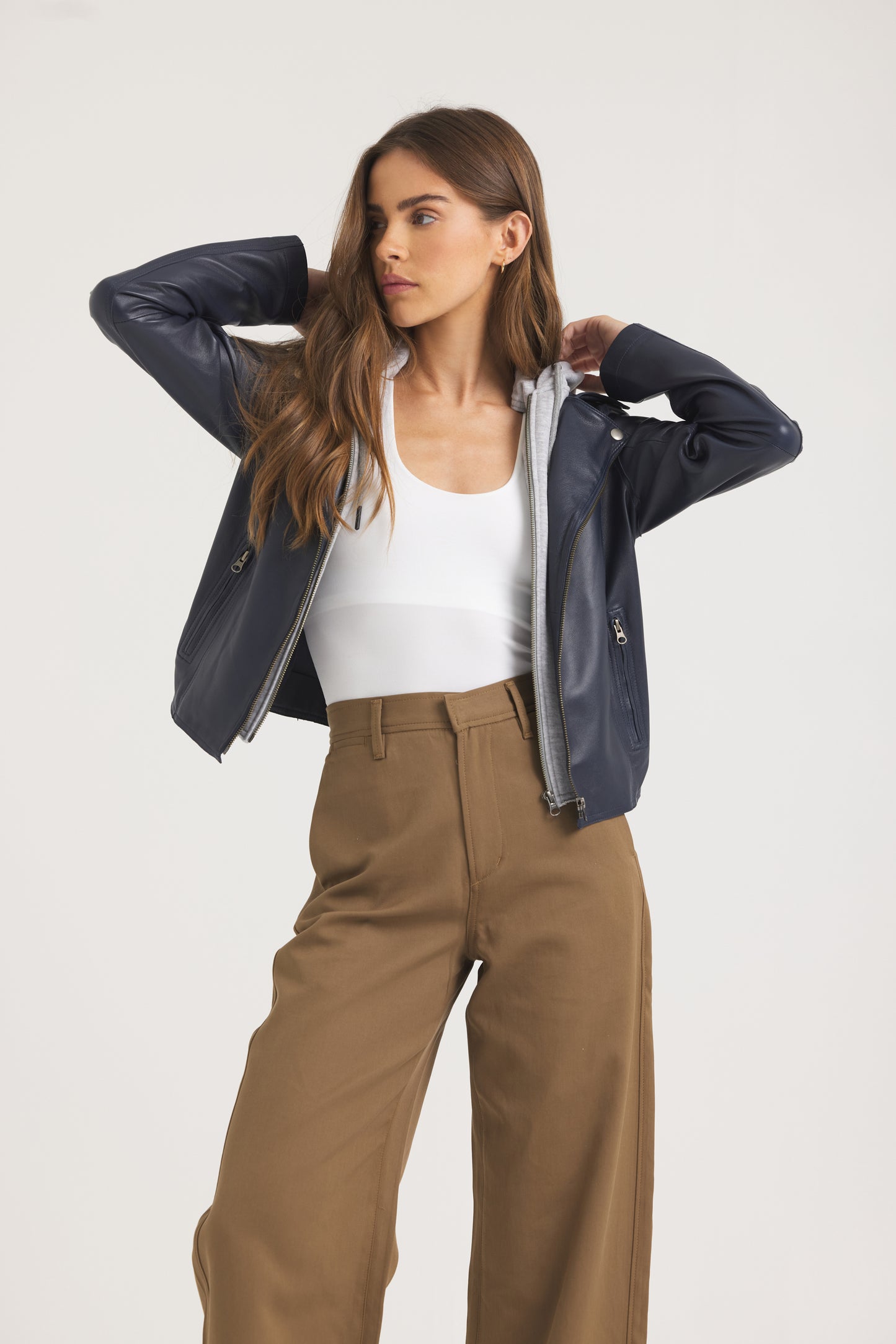 Molly Burnished Leather Jacket Indigo