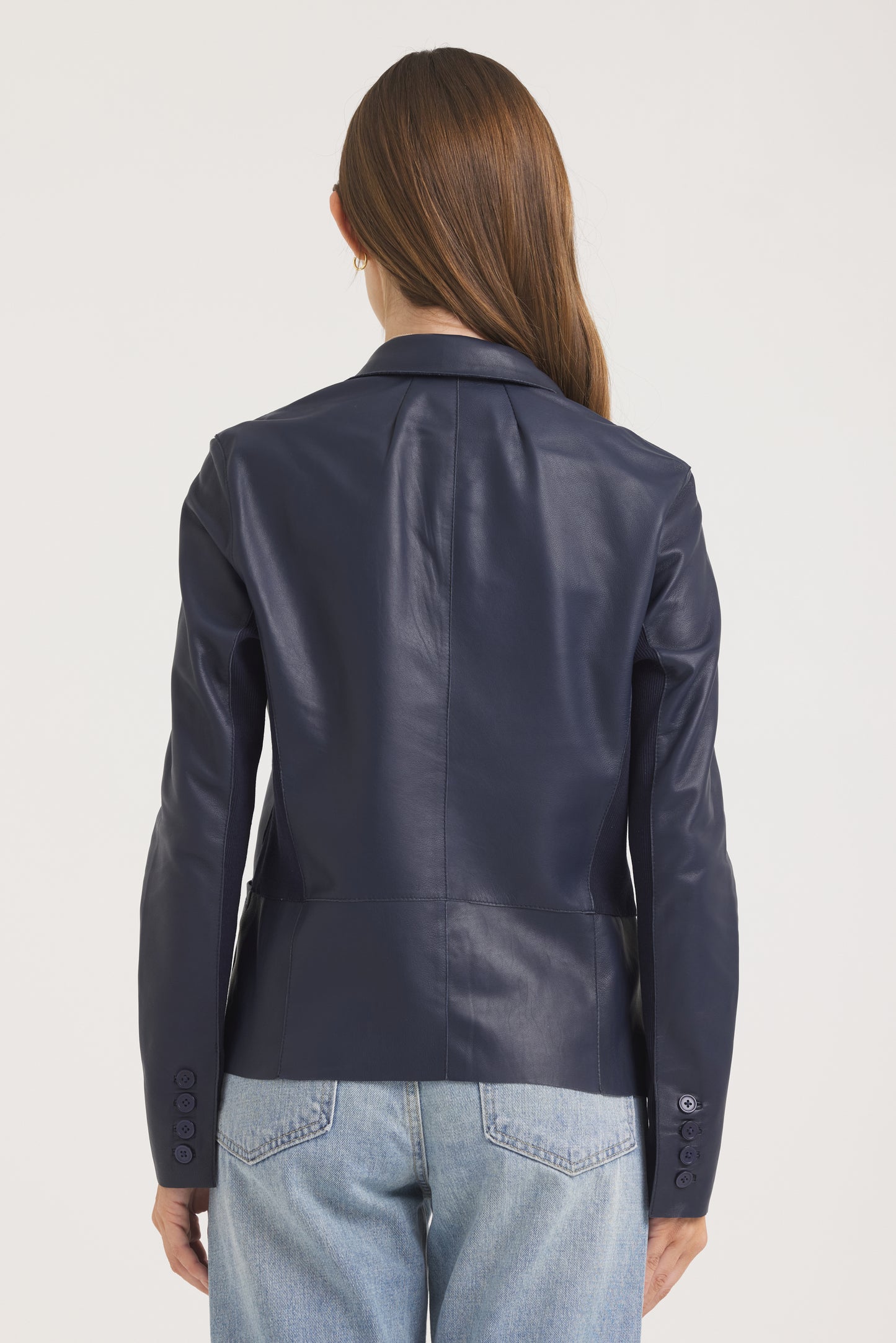 Allison Burnished Leather Jacket  Indigo
