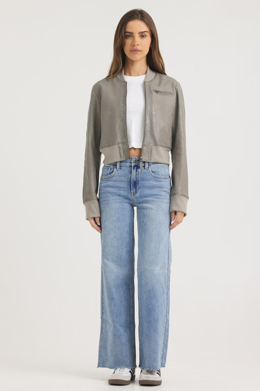 Collins Stonewash Leather Leather Jacket Taupe