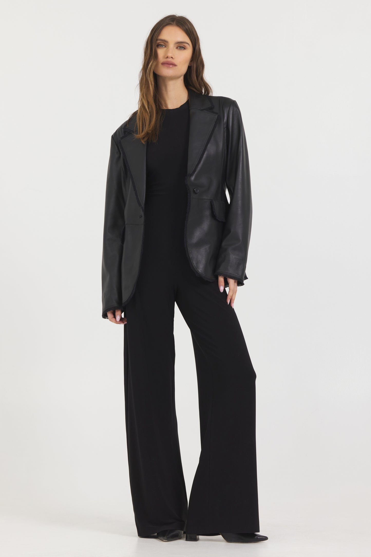 Marcella Washed Leather Jacket Black