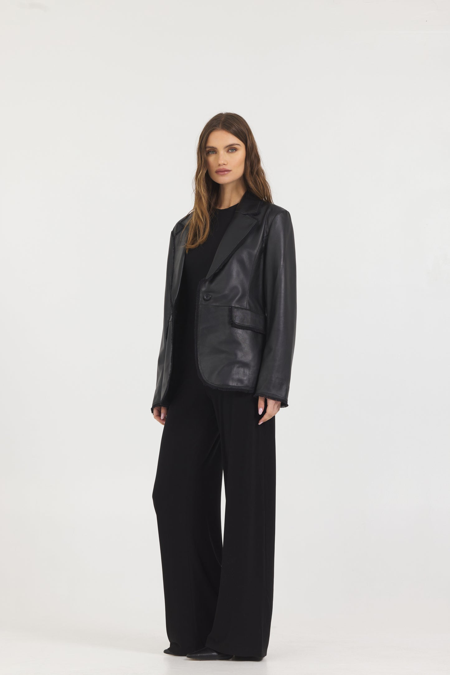 Marcella Washed Leather Jacket Black