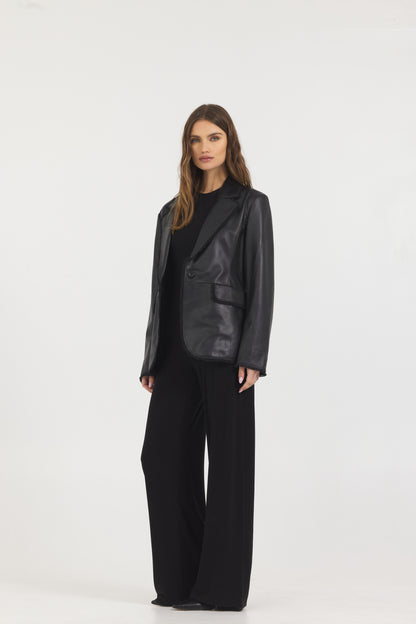 Marcella Washed Leather Jacket Black