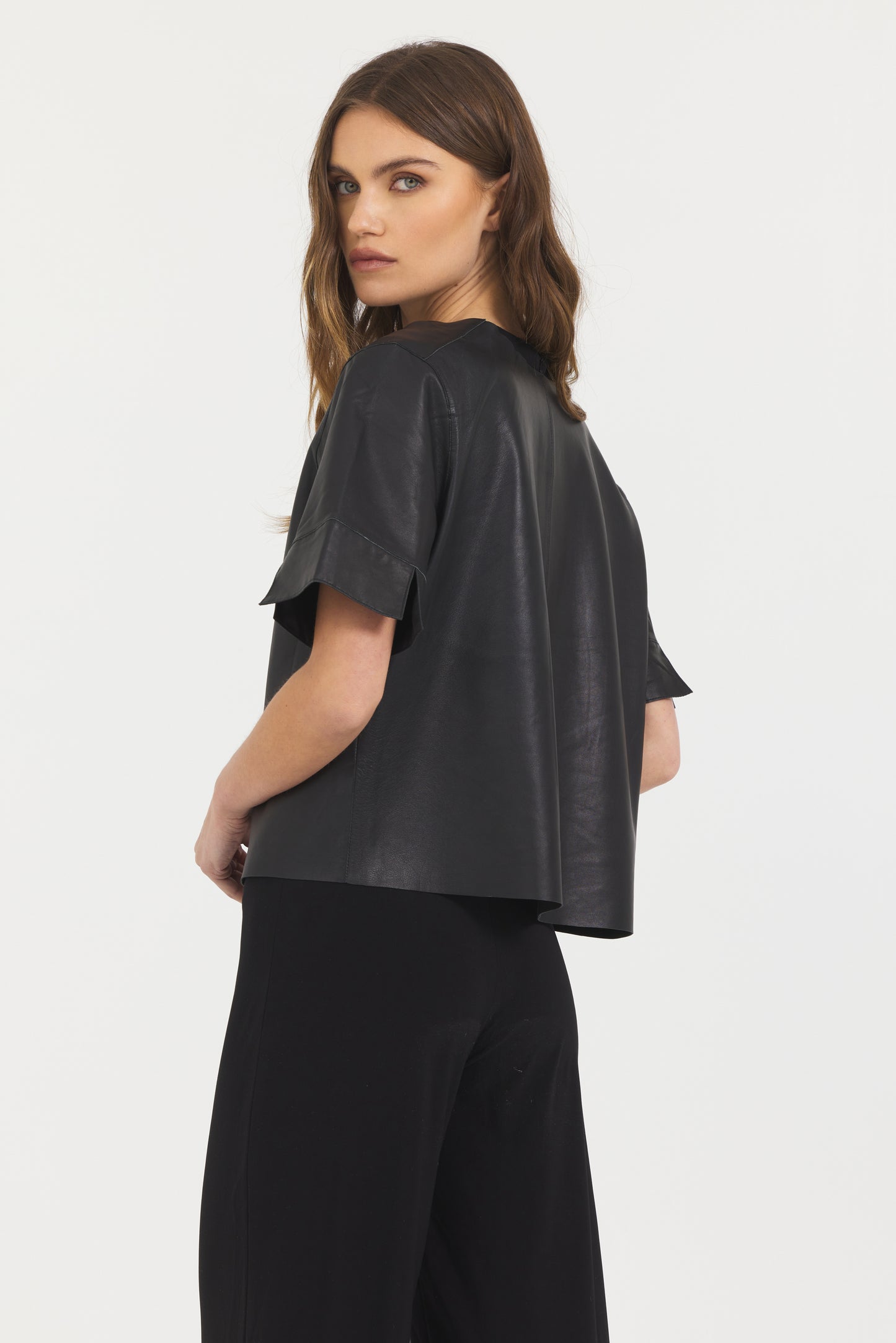T-Shirt Washed Leather Black