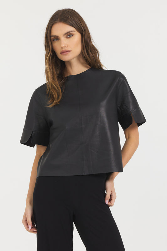 T-Shirt Washed Leather Black