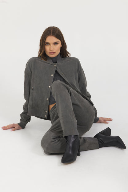 Kyle Washed Suede Jogger Pant Dark Greystone