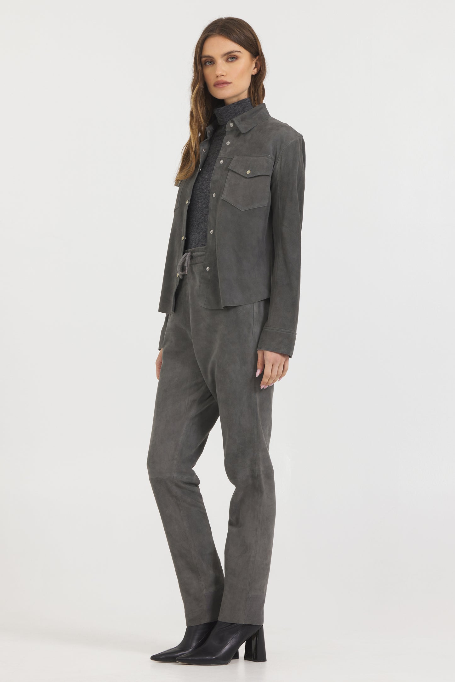 Kyle Washed Suede Jogger Pant Dark Greystone