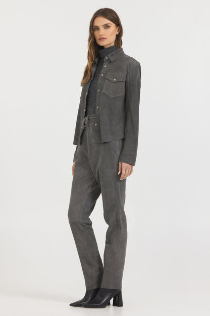 Kyle Washed Suede Jogger Pant Dark Greystone