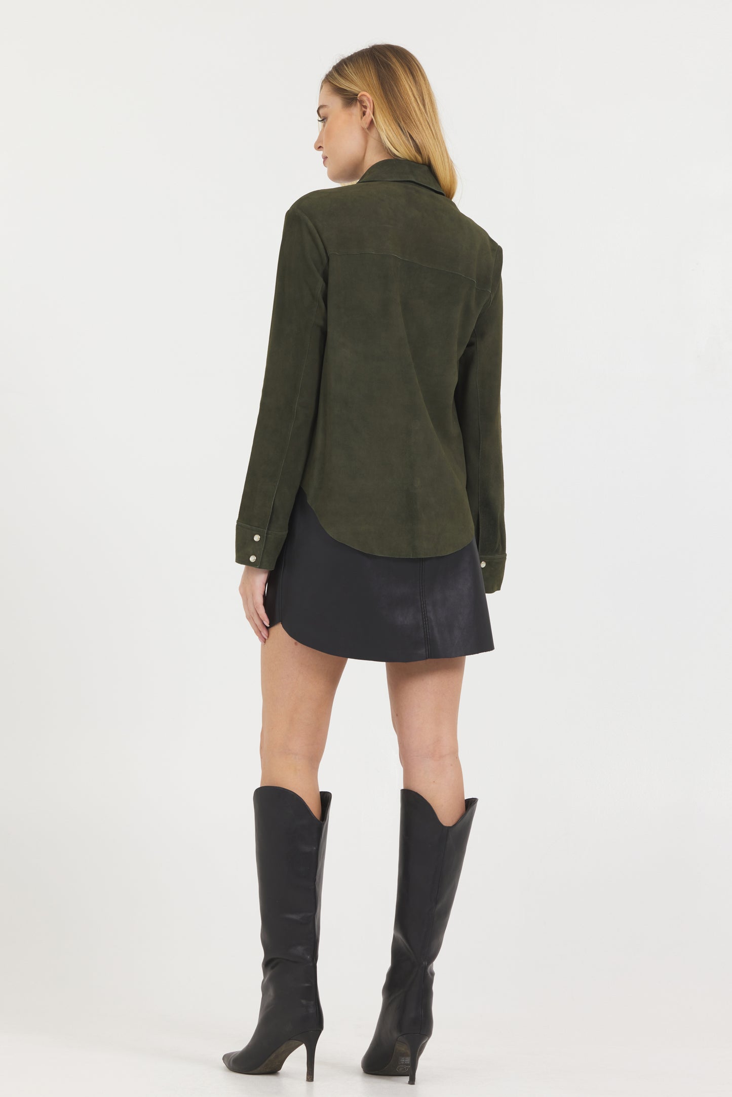 Rowan Washed Suede Jacket Dark Olive
