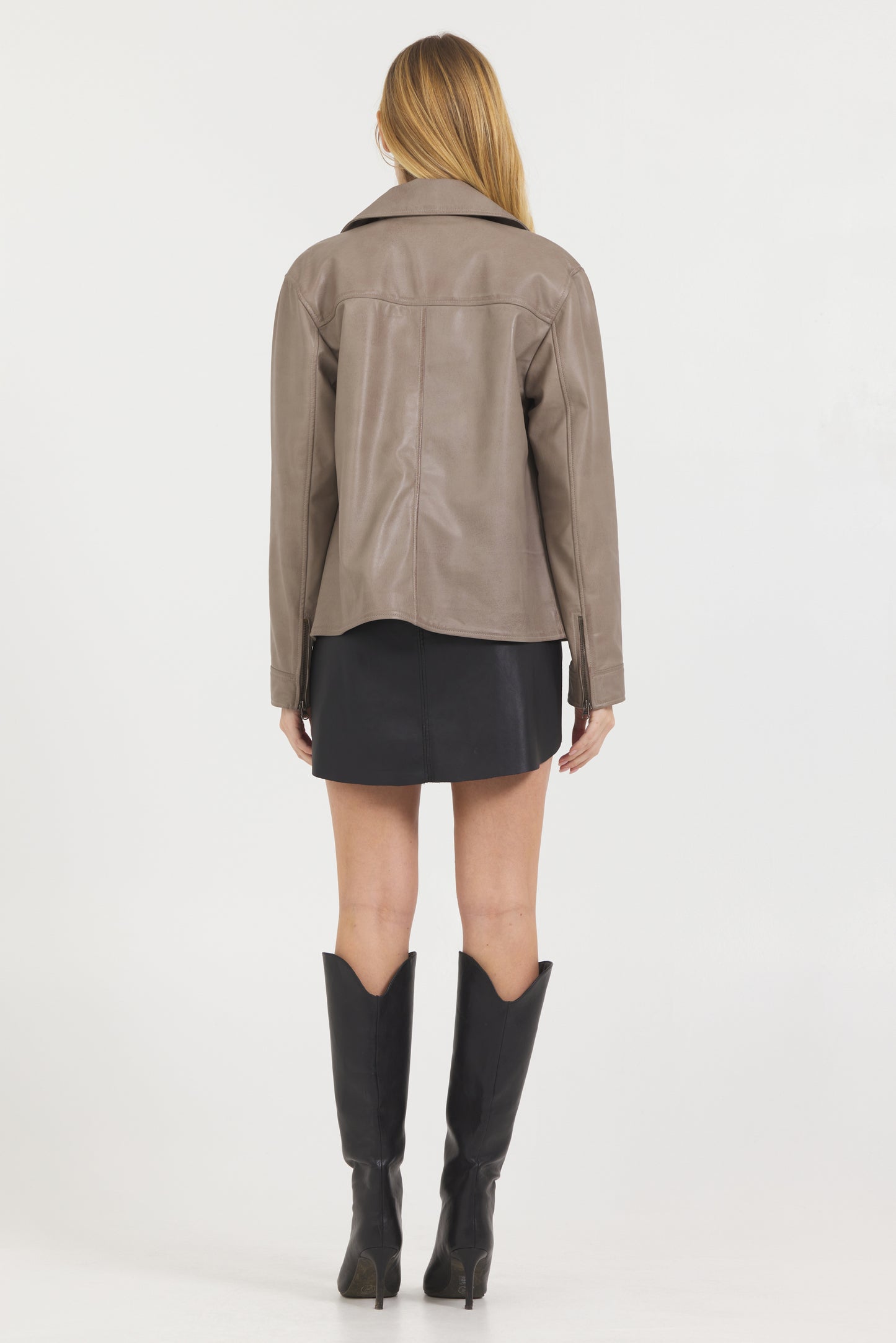 Ana Peacoat Vintage Leather Jacket Thunder