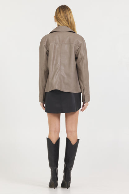 Ana Peacoat Vintage Leather Jacket Thunder