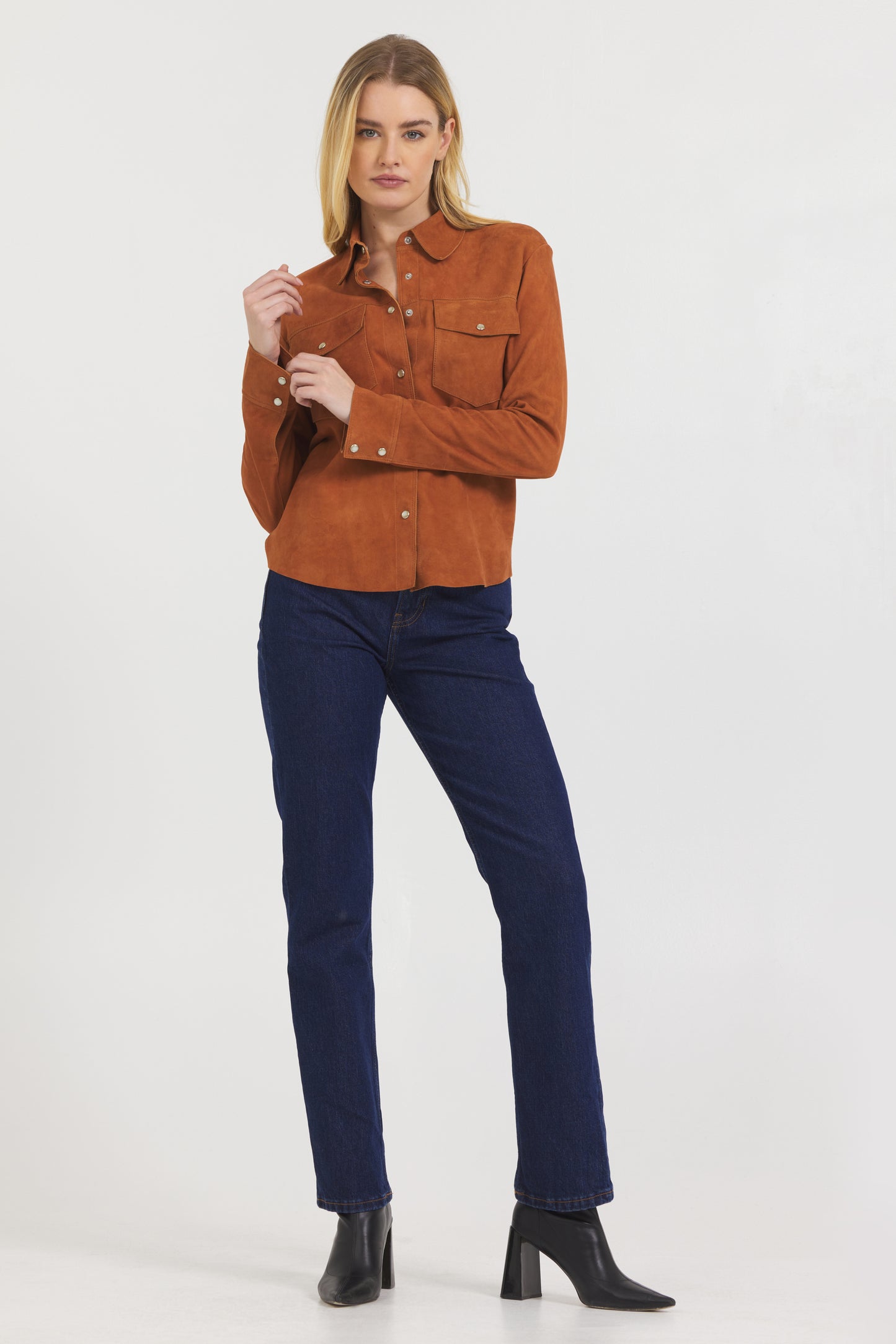 Rowan Washed Suede Jacket Cognac
