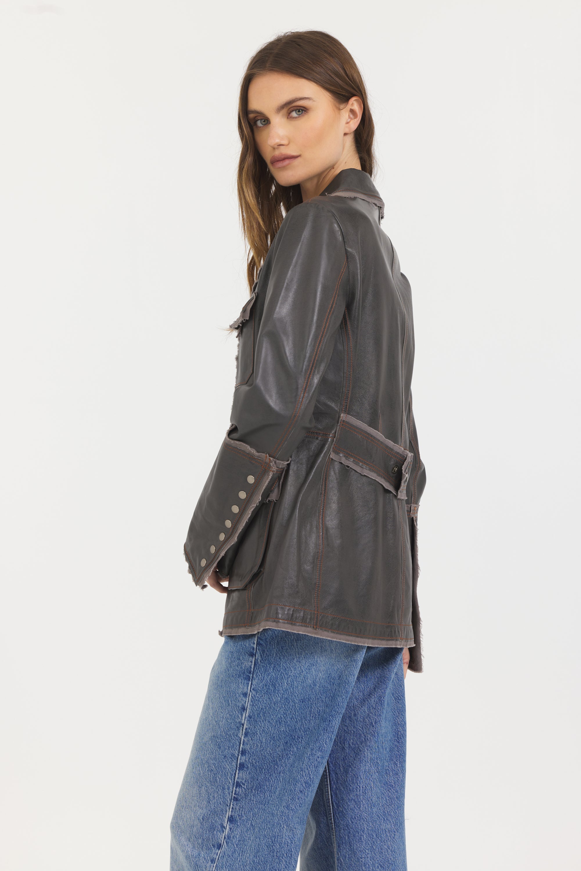 Meryl Vintage Leather Jacket Greystone – jakett