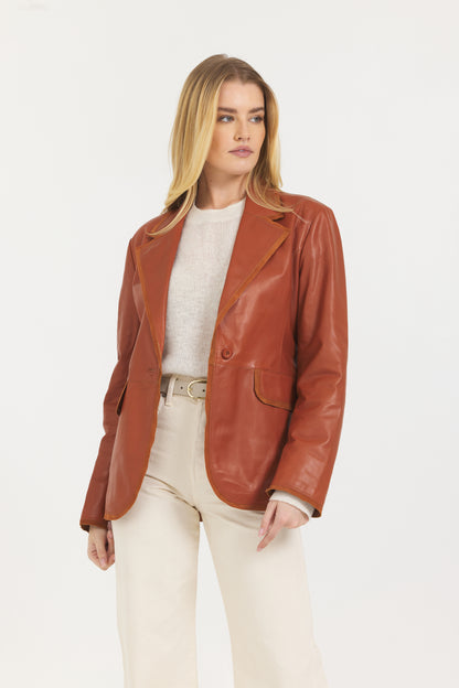 Marcella Vintage Leather Jacket Cognac