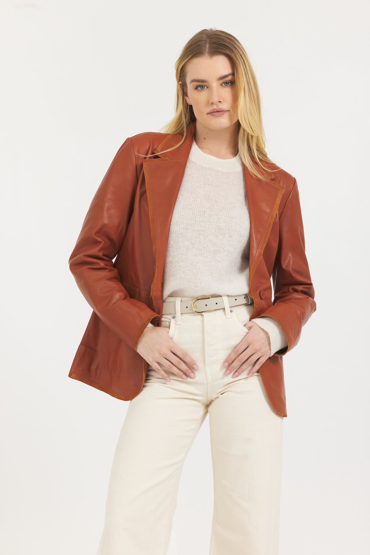 Marcella Vintage Leather Jacket Cognac