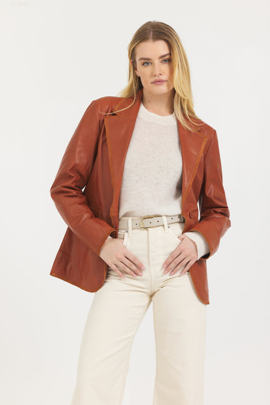 Marcella Vintage Leather Jacket Cognac