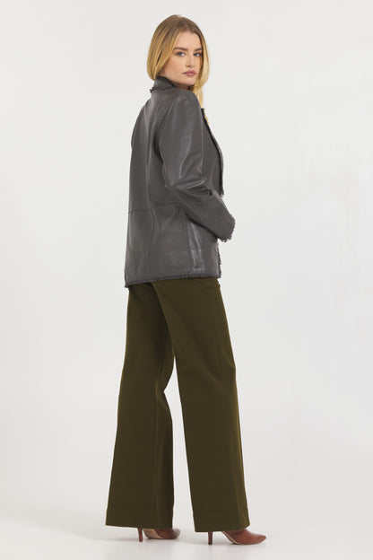 Marcella Vintage Leather Jacket Dark Olive