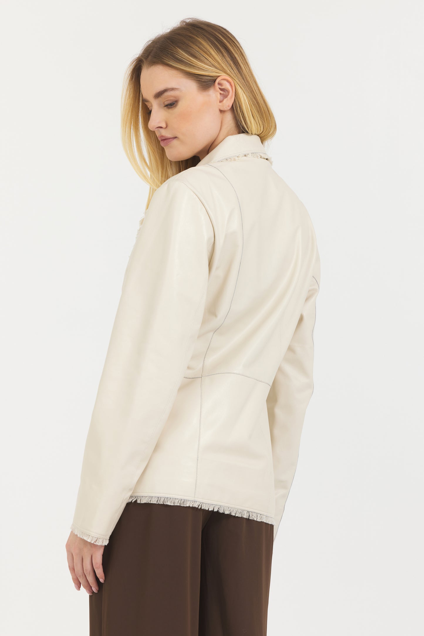 Marcella Washed Leather Jacket Cream
