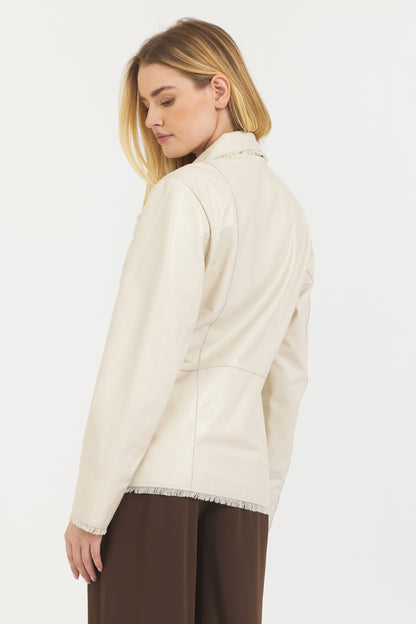 Marcella Washed Leather Jacket Cream
