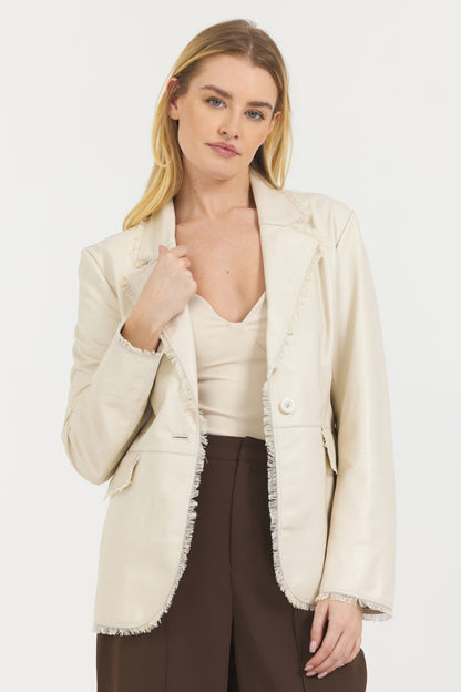 Marcella Washed Leather Jacket Cream